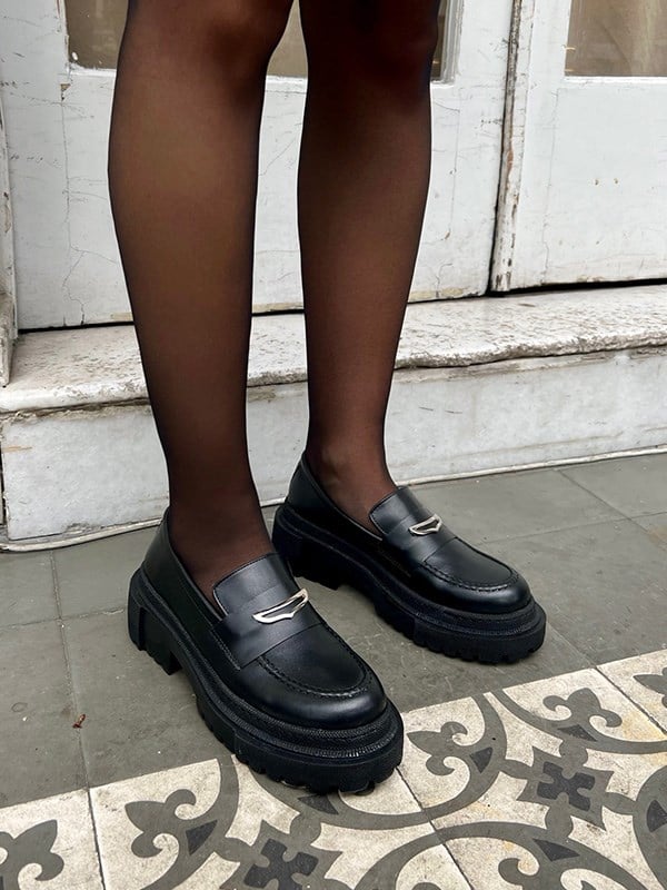 Martina Siyah Mat Tokalı Kadın Loafer Ayakkabı