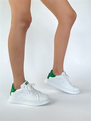 Megan Beyaz-Yeşil Bağlı Kadın Spor Ayakkabı