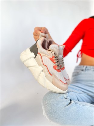 STONE Bej-Oranj Bağlı Kadın Spor Ayakkabı